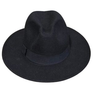 Black Fedora Hat with Black Ribbon Detail